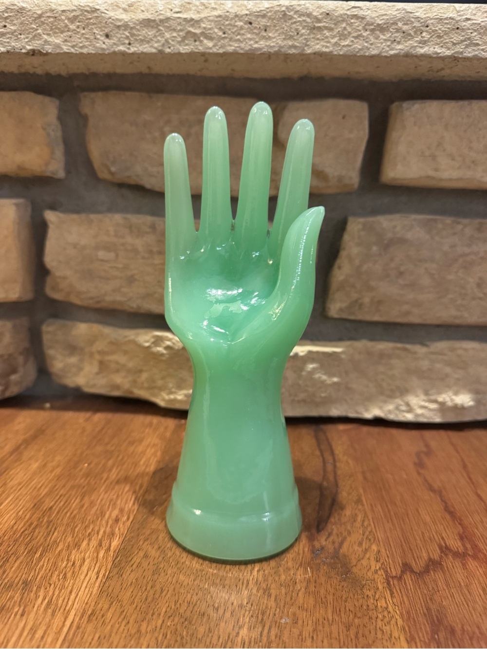 Vintage Jadeite Green Glass Hand Ring Holder Jewelry Display 9“ Reproduction